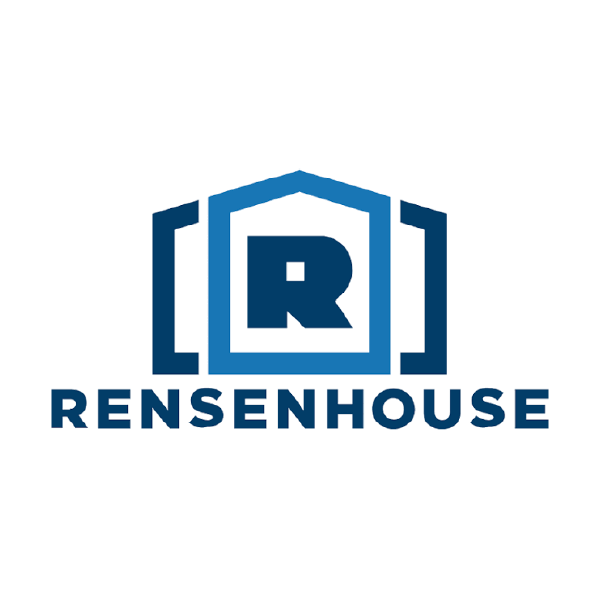 Rensenhouse logo with a blue "R" inside a house-shaped outline.