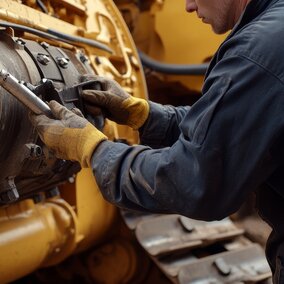 technician working on an engine